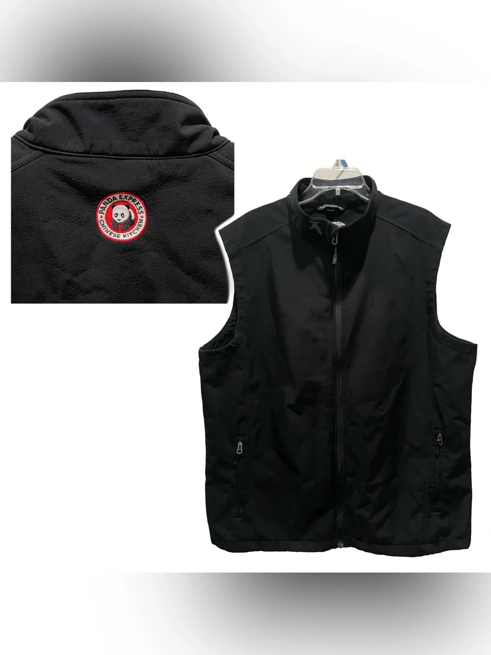 Panda Express Branded Port Authority Black Vest Sz 2XL Uniform Work Zip Pockets